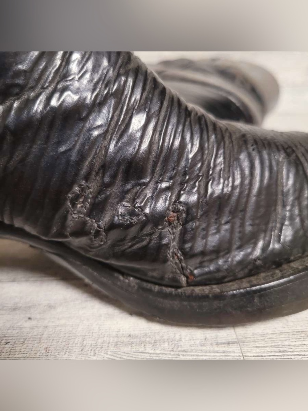 Men's 12D Custom Exotic Black Sharkskin Leather Vintage Handmade Cowboy Boots - Picture 11 of 14
